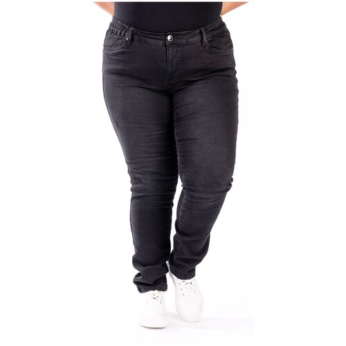 Джинсы  PURPLE LILY, полуприлегающие, прямые, средняя посадка, стрейч, размер 42, черный