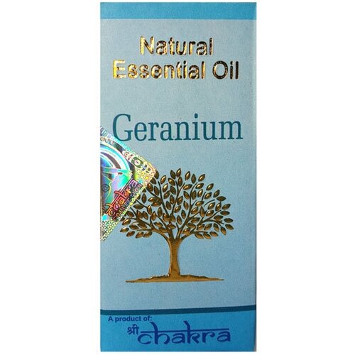 Natural Essential Oil GERANIUM, Shri Chakra (Натуральное эфирное масло герань, Шри Чакра), 10 мл. натуральное эфирное масло герань chakra 10 мл