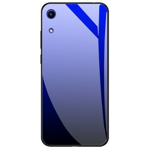 фото Чехол-бампер mypads для huawei honor 8a/huawei y6 (2019)/ honor 8a pro/ y6 prime 2019/ huawei y6s стеклянный из закаленного стекла с эффектом градиент зеркальный блестящий переливающийся синий