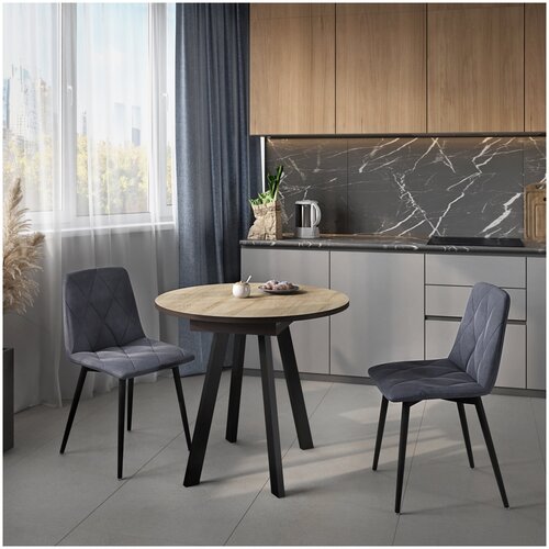 Стол кухонный, раздвижной, круглый, Вита, натуральный