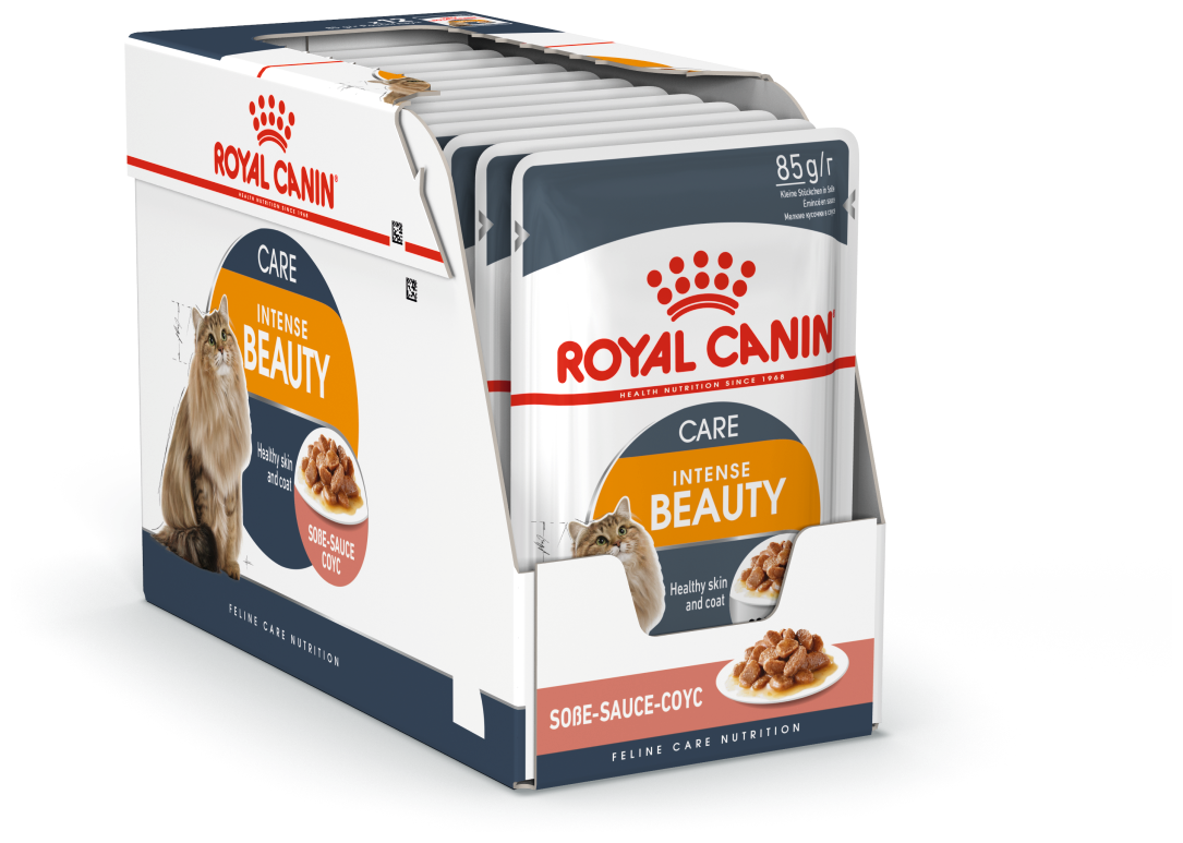 Влажный корм для кошек Royal Canin Intense Beauty, для здоровья кожи и блеска шерсти 12 шт. х 85 г (кусочки в соусе)