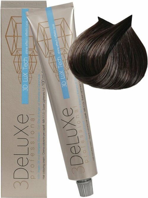 3Deluxe крем-краска для волос 3D Lux Tech, 5.12 светло-каштановый пепельный ирис