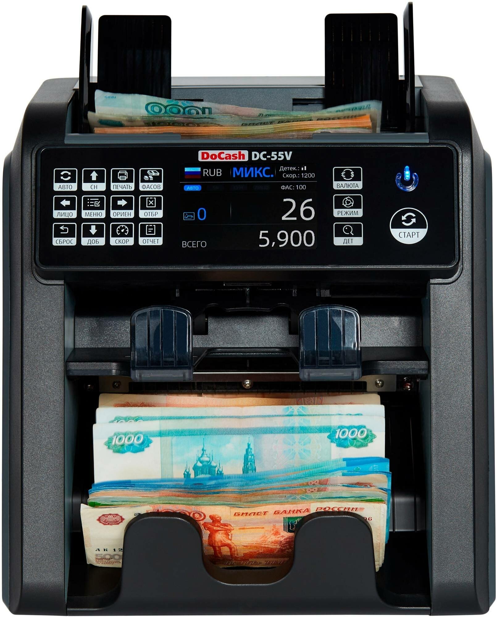 Счетчик банкнот DoCash DC 55V черный - фото №3