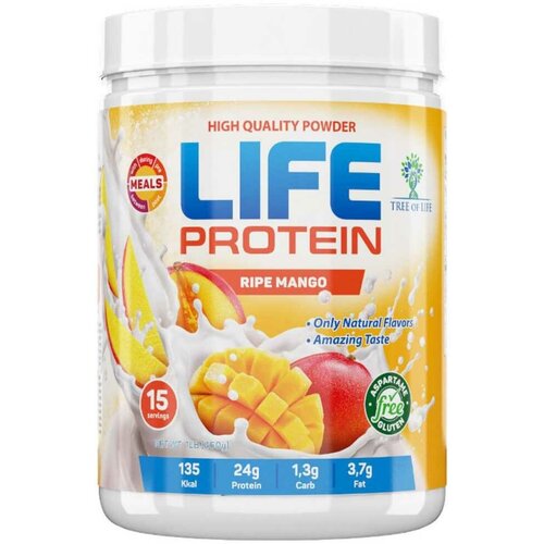 Протеиновый коктейль для похудения Life Protein 1LB (450 г) со вкусом Манго 15 порций протеин для похудения life isolate 1lb 450 г со вкусом дыня 15 порций