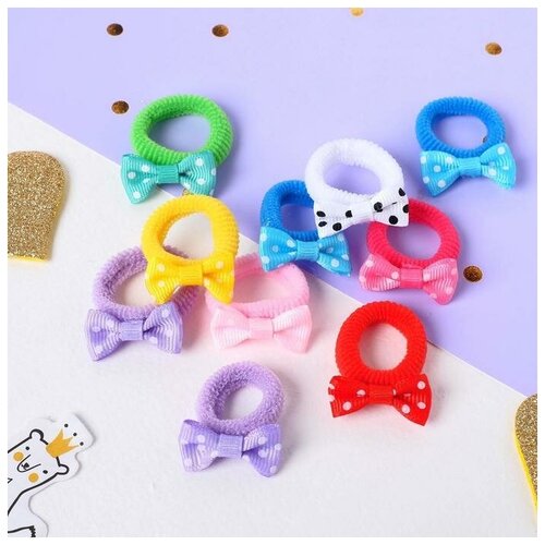 фото Резинка для волос "бантик" (набор 30 шт) горошек mikimarket