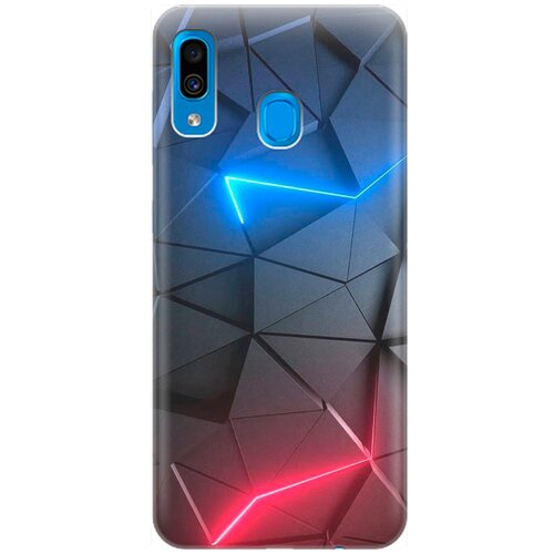 фото Ультратонкий силиконовый чехол-накладка для samsung galaxy a20 / a30 с принтом "графитовые грани" gosso