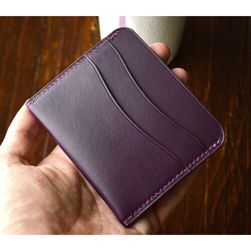 Кредитница , натуральная кожа, без застежки, фиолетовый
