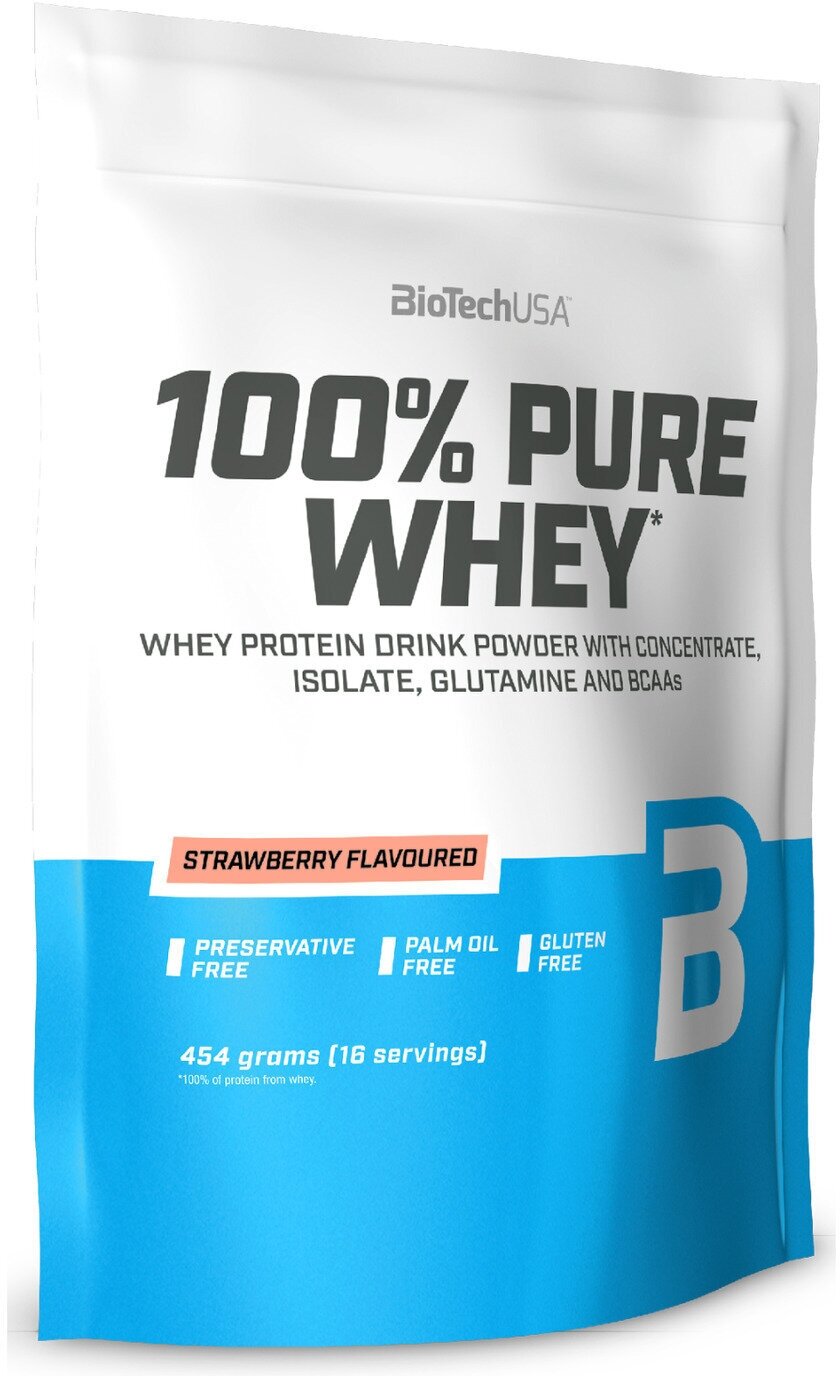 Протеин BioTechUSA 100% Pure Whey, 454 гр., клубника