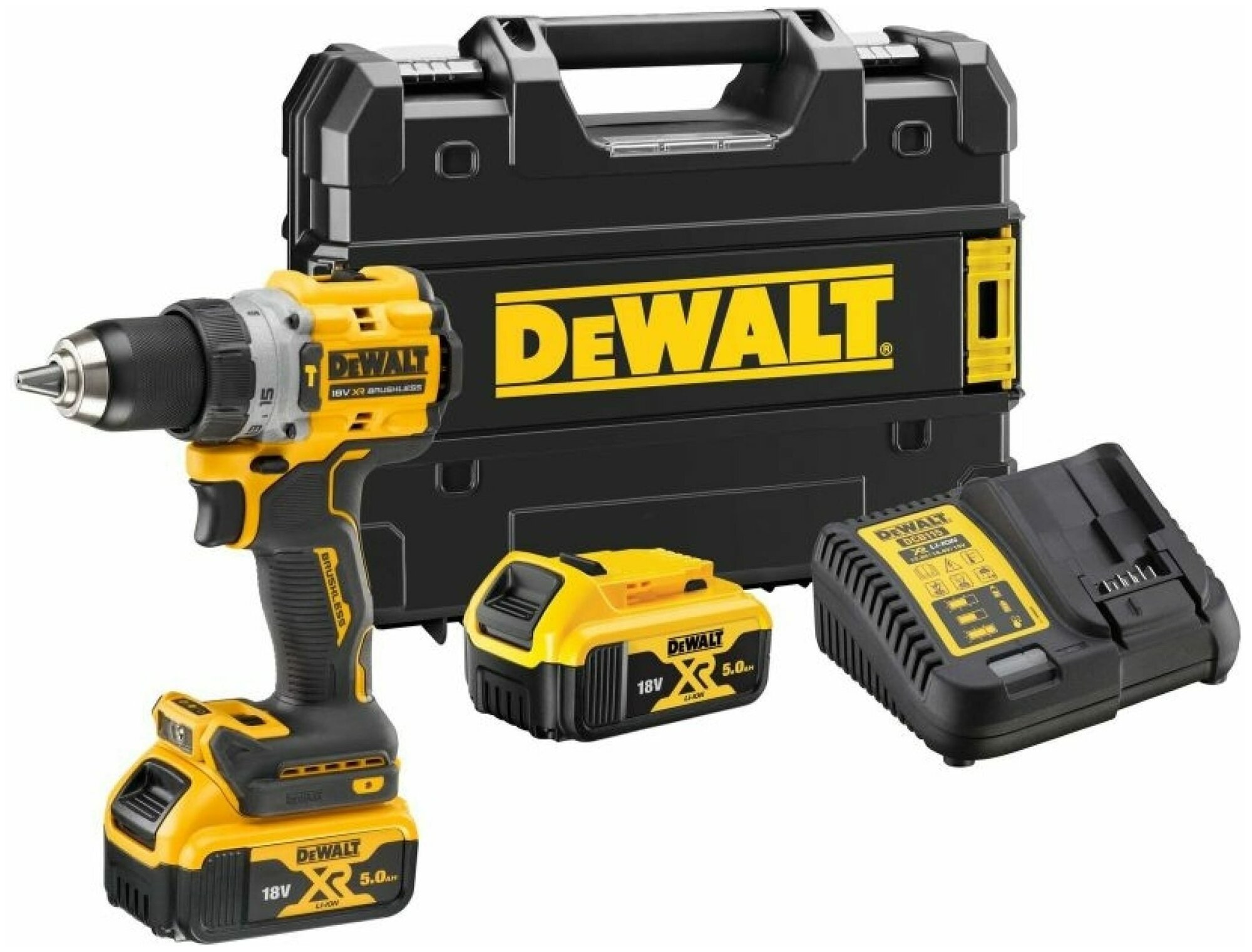 Аккумуляторная дрель-шуруповерт DEWALT DCD805P2T-QW 18 В, 5 Ач, XR ударный, бесщеточный - фотография № 1