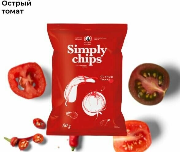 Чипсы картофельные Simply Chips "Острый томат", 80 г.