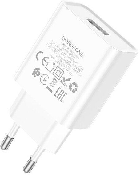 Зарядное устройство Borofone BA74A Aspirer 1xUSB 2.1А White 6974443388640