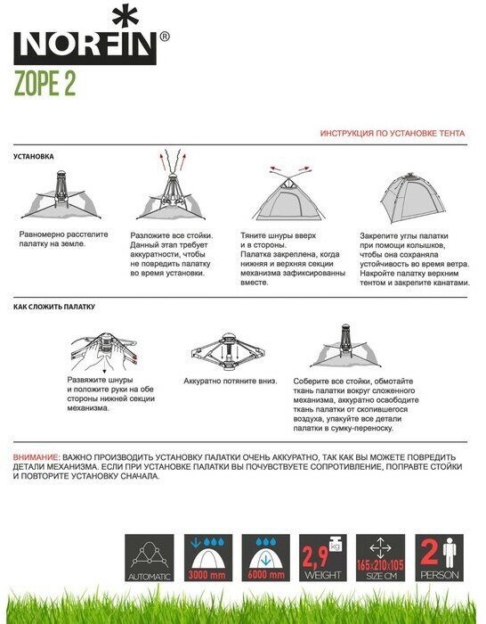 Палатка автоматическая 2-х местная Norfin ZOPE 2 NF