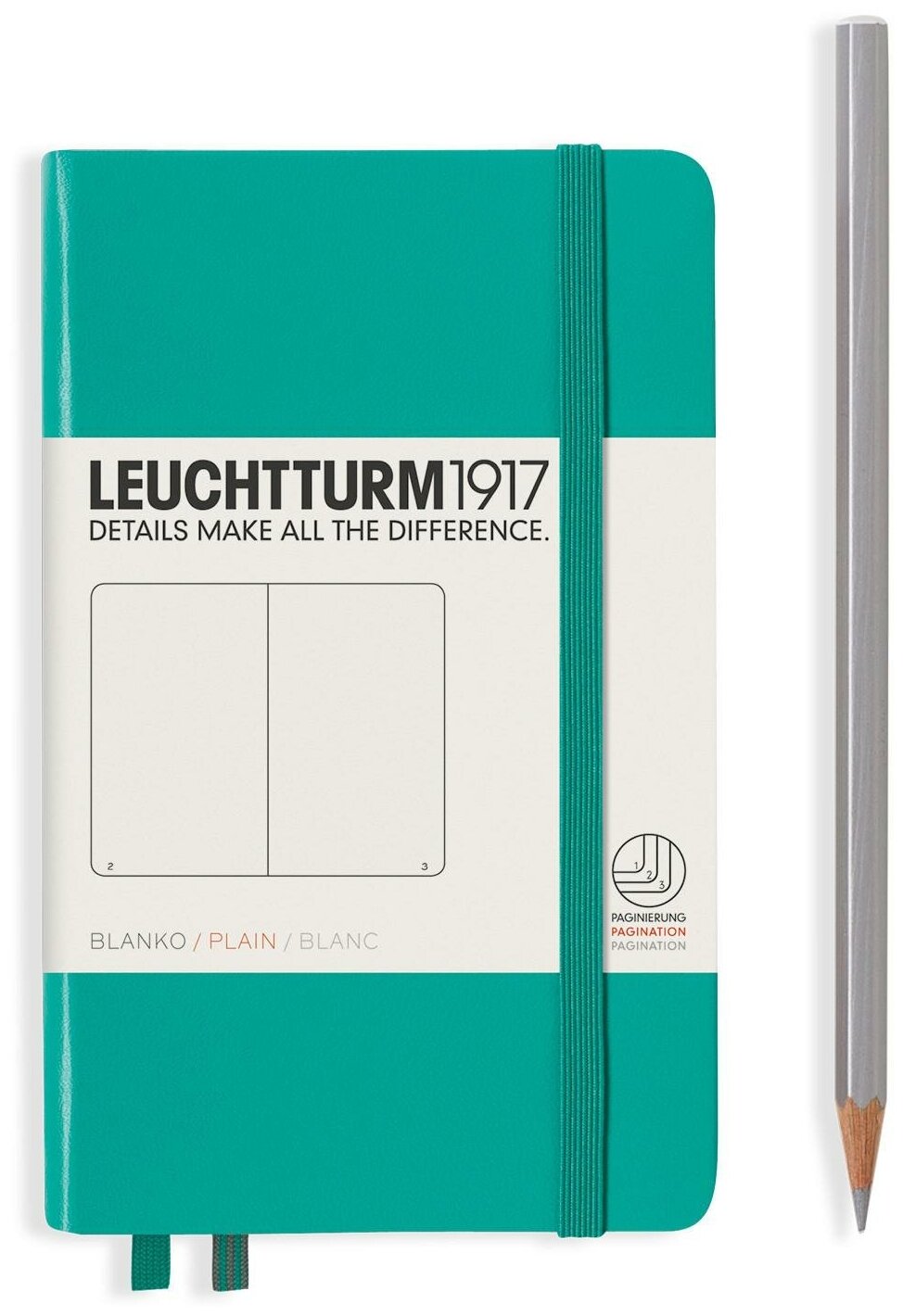 Блокнот Leuchtturm Pocket A6 93л без линовки твердая обложка Изумрудный