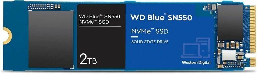 SSD накопитель 2ТБ WD Blue SN550 WDS200T2B0C, M.2 2280, PCI-E x4, NVMe