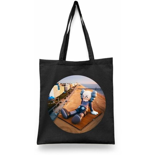 фото Сумка-шоппер унисекс каждому своё "художник/kaws/кавс" черная