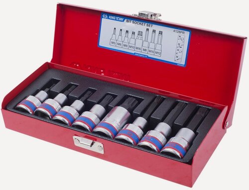 Изображение товара Набор торцевых насадок 1/2", Spline, M5-M16, L = 80 мм, 8 предметов KING TONY 4128PR