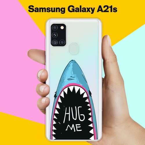 чехол книжка на samsung galaxy a21s самсунг а21с c принтом ретро лампа золотистый Силиконовый чехол Акула на Samsung Galaxy A21s