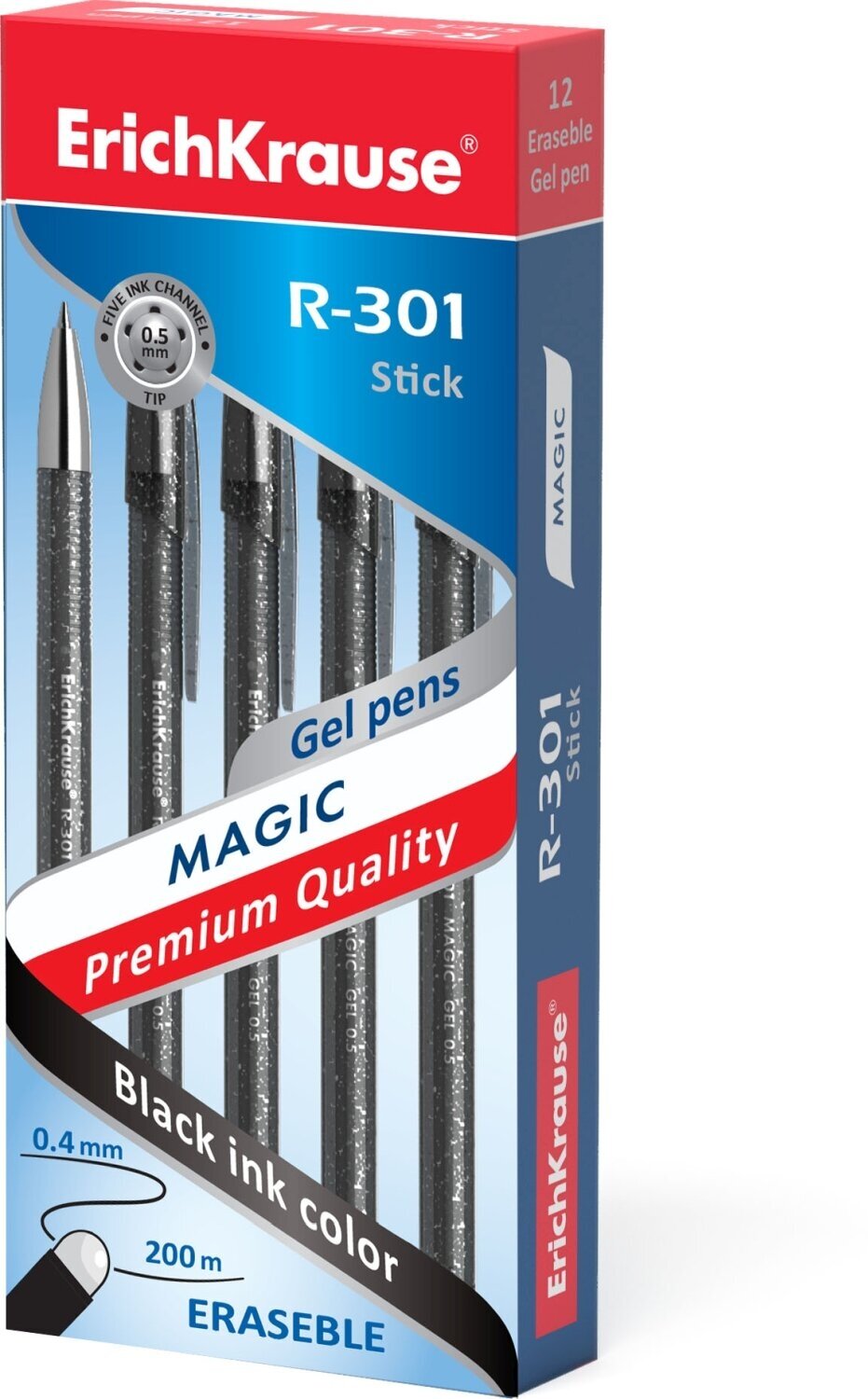 Ручка гелевая сo стираемыми чернилами R-301 Magic Gel 0.5, цвет чернил черный, арт. 46435 (1шт.)