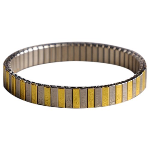 фото Браслет мужской"стальной" прямоугольники гладкие, цвет серебряно-золотой, d=6 см queen fair 3708127 .