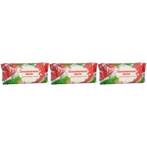 Банное Мыло туалетное твёрдое Земляничное, 90 г , 3 шт