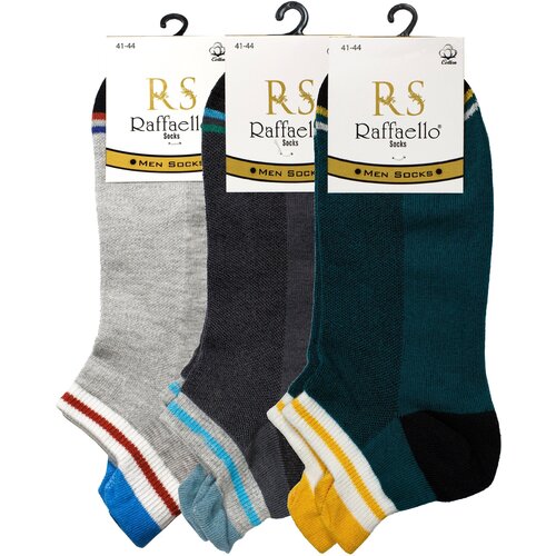 Носки Raffaello Socks, 3 пары, размер 41-44, серый, зеленый носки raffaello socks 3 пары размер 41 44 зеленый