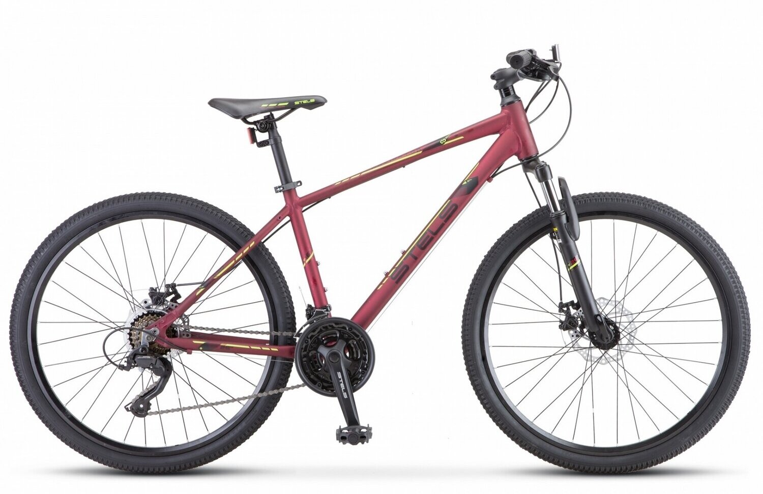Велосипед Stels Navigator 590 MD K010 26" Бордовый/салатовый (2021) (16" - ваш рост 155-165 см)