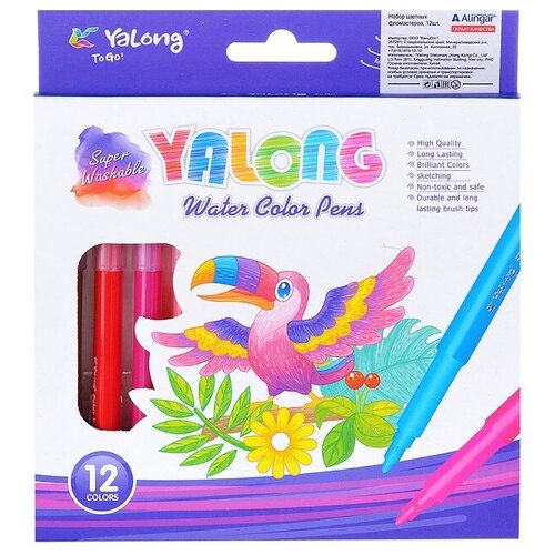 Фломастеры, 12 цв, смываемые чернила, корпус трехгранный, 