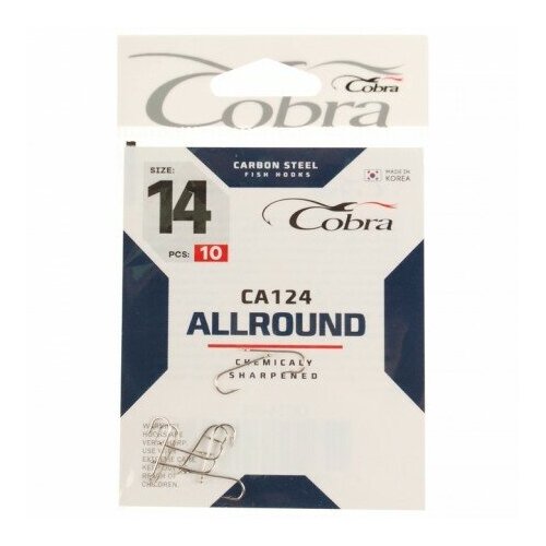 крючки cobra allround серые ca124 размер 006 10шт Крючки Cobra ALLROUND серые CA124 размер 014 10шт