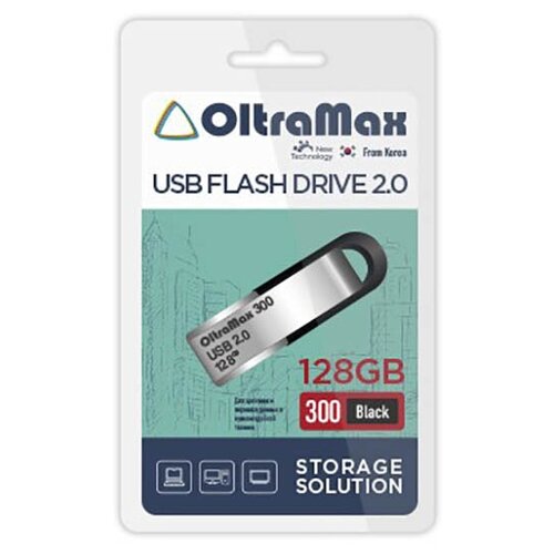 USB Flash Drive 128Gb - OltraMax 300 2.0 Black OM-128GB-300-Black usb флэш накопитель oltramax om 128gb 290 white