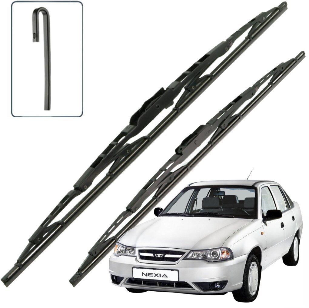 фото Дворники Daewoo Nexia (1) N150 Дэу Нексия 150 седан 2-й рест 2008 2009 2010 2011 2012 2013 2014 2015 2016 каркасные 500-500 2шт.