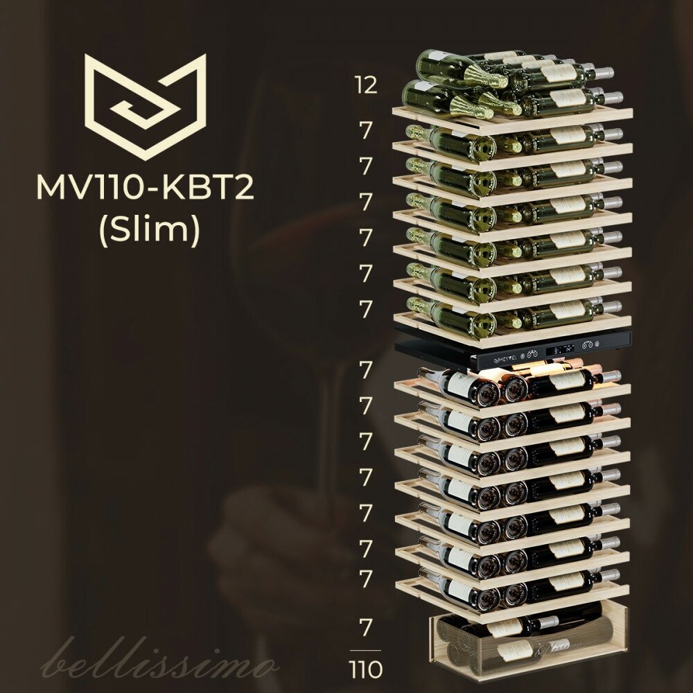Винный шкаф Meyvel MV110-KBT2 (Slim) - фотография № 14