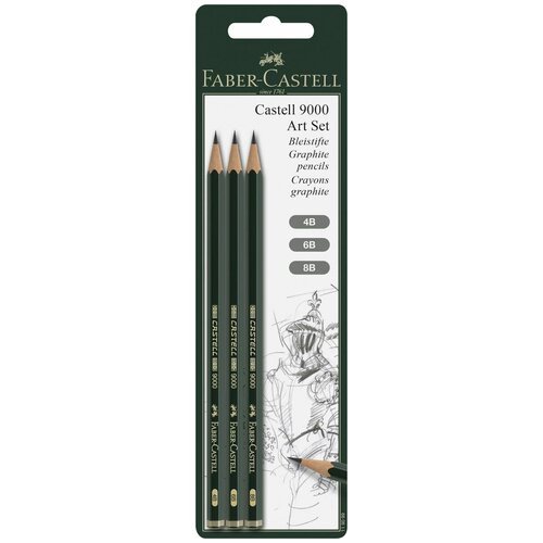 Faber-Castell Чернографитовый карандаш Castell 9000 4B 6B 8B 3 шт