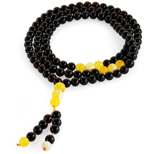 фото Браслет-нить, янтарь, 10 шт., размер 72 см, размер one size, диаметр 6 см, бежевый, черный amberhandmade