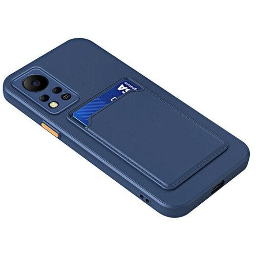 Накладка силиконовая Soft Touch для Poco X4 Pro 5G с кардхолдером синяя накладка силиконовая soft touch для poco x4 pro 5g с кардхолдером чёрная