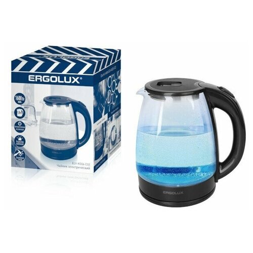 Чайник стеклянный ERGOLUX ELX-KG06-C02 черный промо 18л 1600 Вт 148500₽