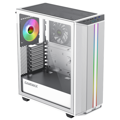 Игровой корпус для ПК Gamemax Precision COC MFG T808 White корпус atx inwin ear067 6188708 черный бп 500w 2 usb 3 0 2 usb 2 0 audio