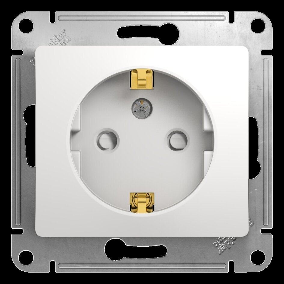 GSL000145 GLOSSA розетка с заземлением со шторками, 16А, механизм, белый