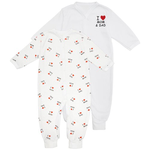 фото Комплект комбинезонов детских amarobaby love без следа, белый, 2 шт., 68