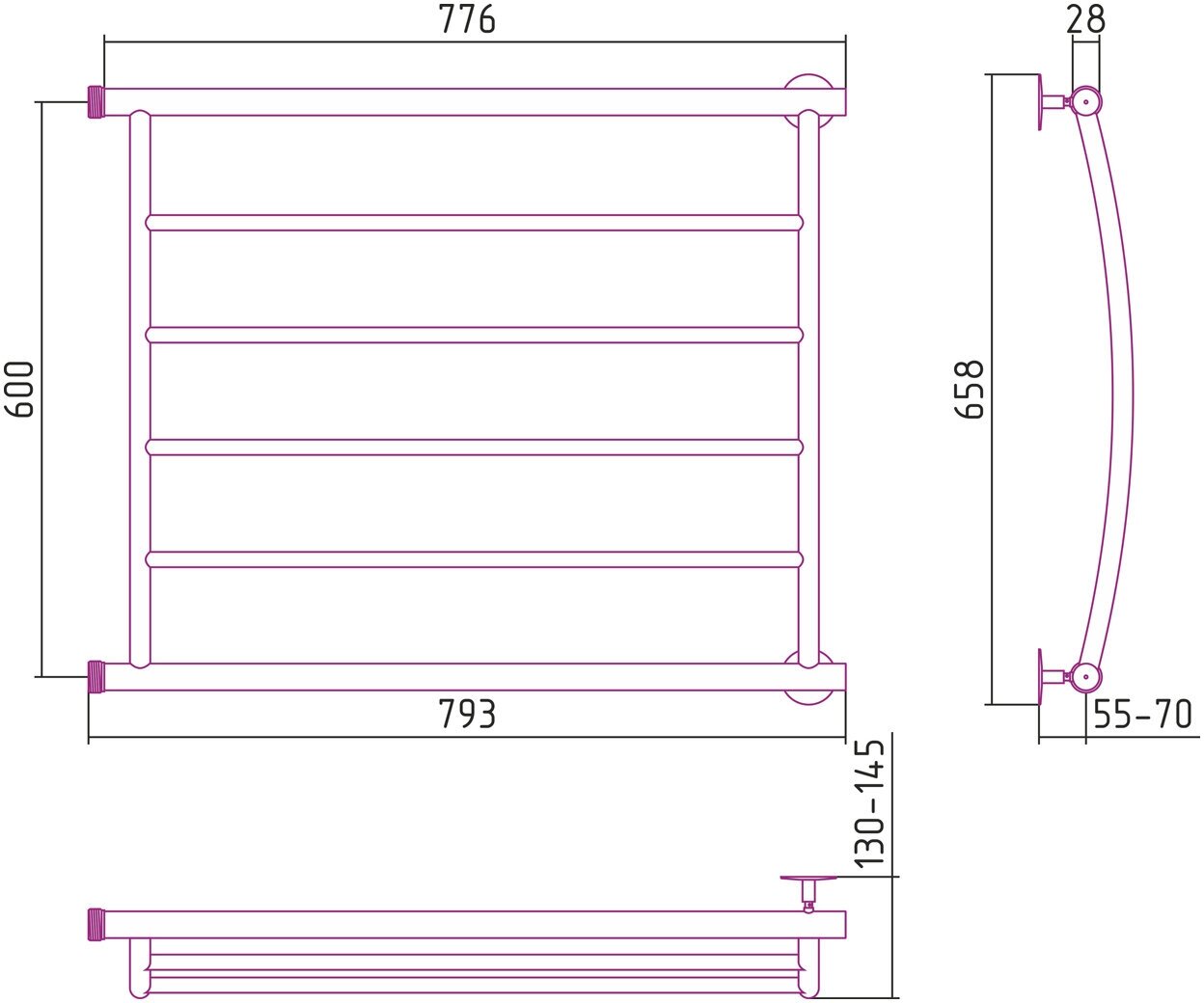 Полотенцесушитель водяной Стилье Минор 60x80 Г - фото №8