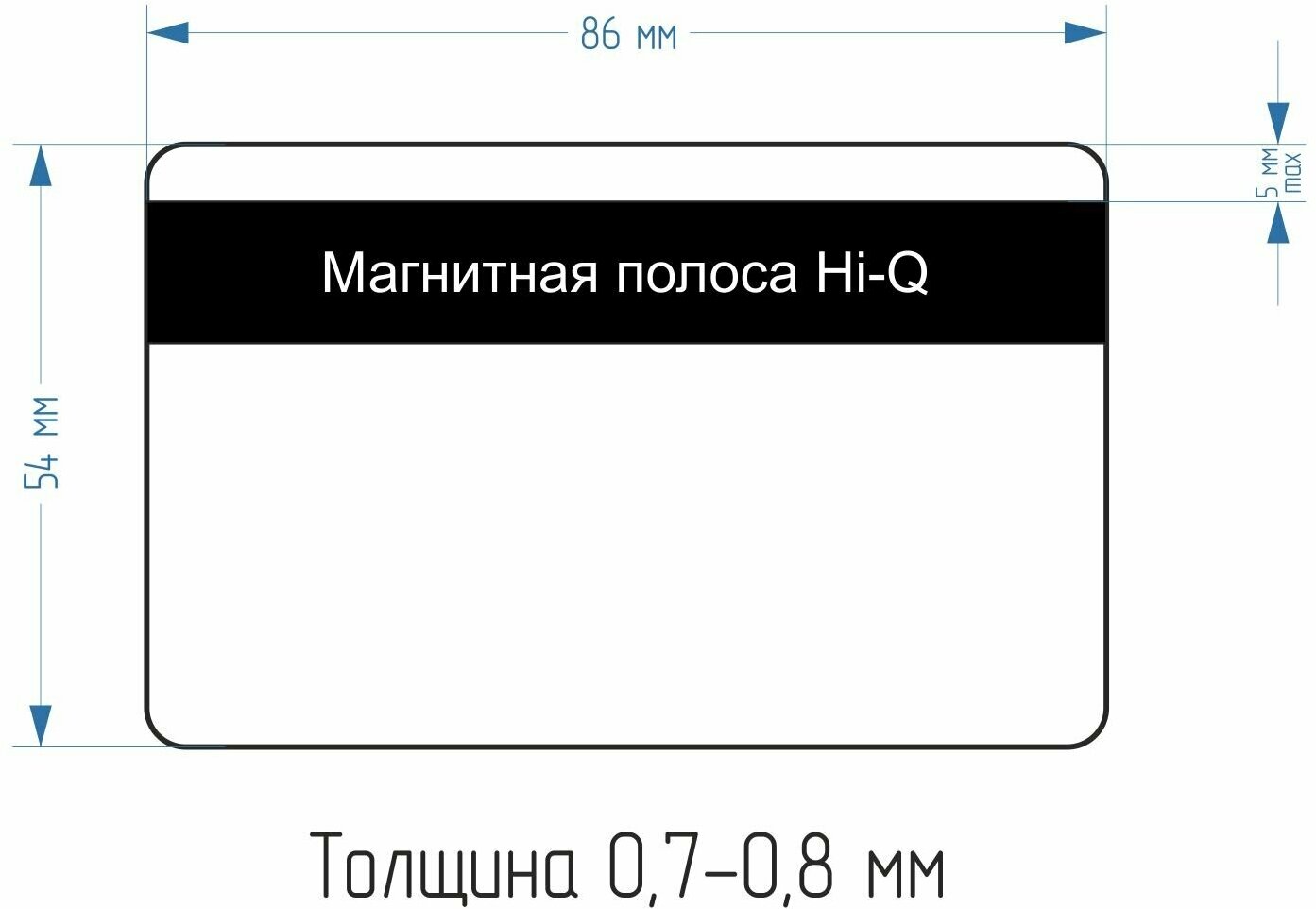 Пластиковые карты с магнитной полососй Hi-Q карты для пропусков 86х54мм белые глянцевые 10 