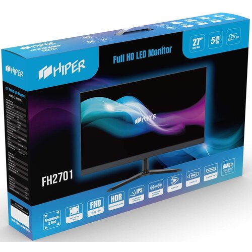 монитор hiper 23 8 easyview sw2401 белый ips led 5ms 16 9 hdmi m m матовая 250cd 178гр 178гр 1920x1080 75hz freesync vga dp fhd 3 5кг Монитор Hiper 27 EasyView FH2701 черный IPS LED 5ms 16:9 HDMI M/M матовая 250cd 178гр/178гр 1920x1080 FreeSync DP FHD 4кг