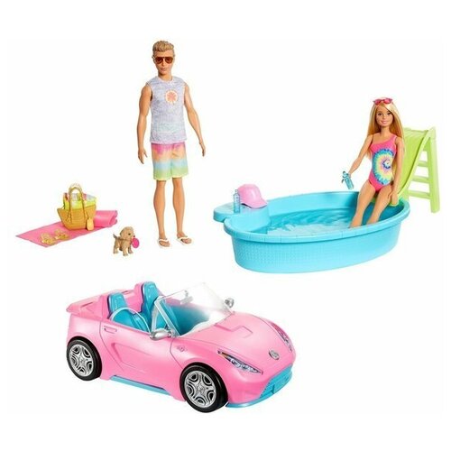 фото Набор игровой barbie 2 куклы +автомобиль +аксессуары (barbie gjb71)