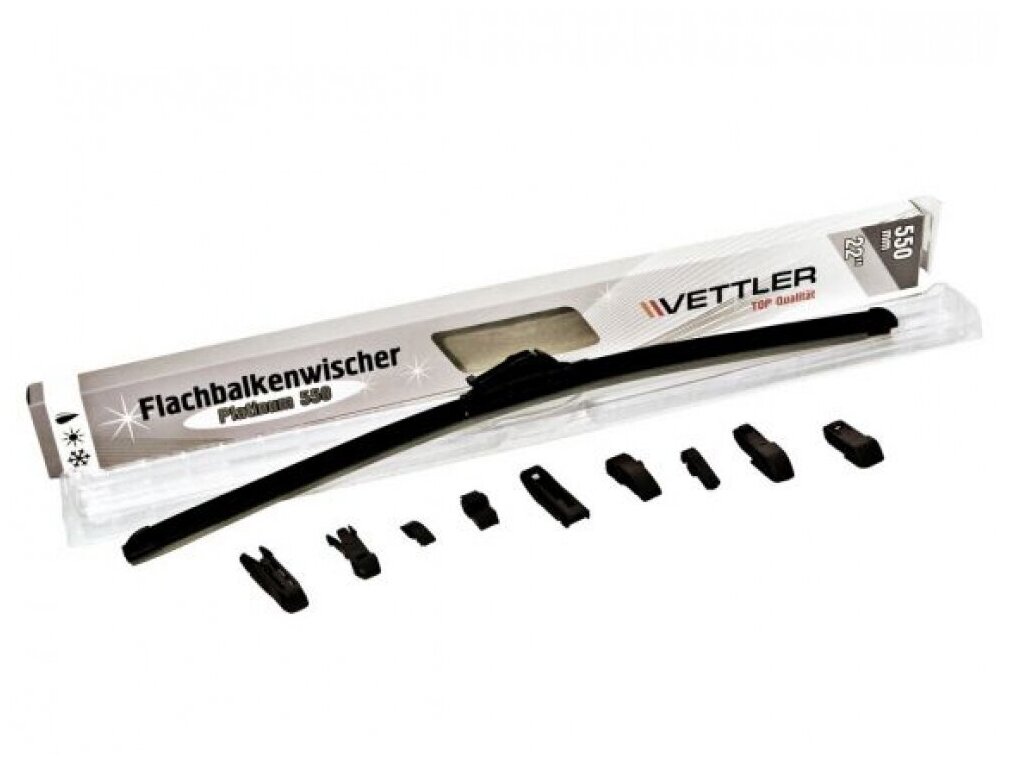 Щетка стеклоочистителя VETTLER PLATINUM бескаркасная 550 мм 22" - фото №1