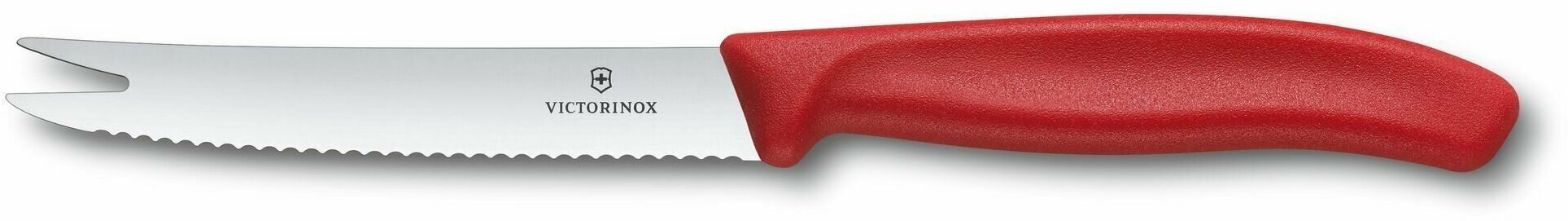 Нож кухонный Victorinox Swiss Classic (6.7861) стальной для сыра лезв.110мм серрейт. заточка красный - фото №6