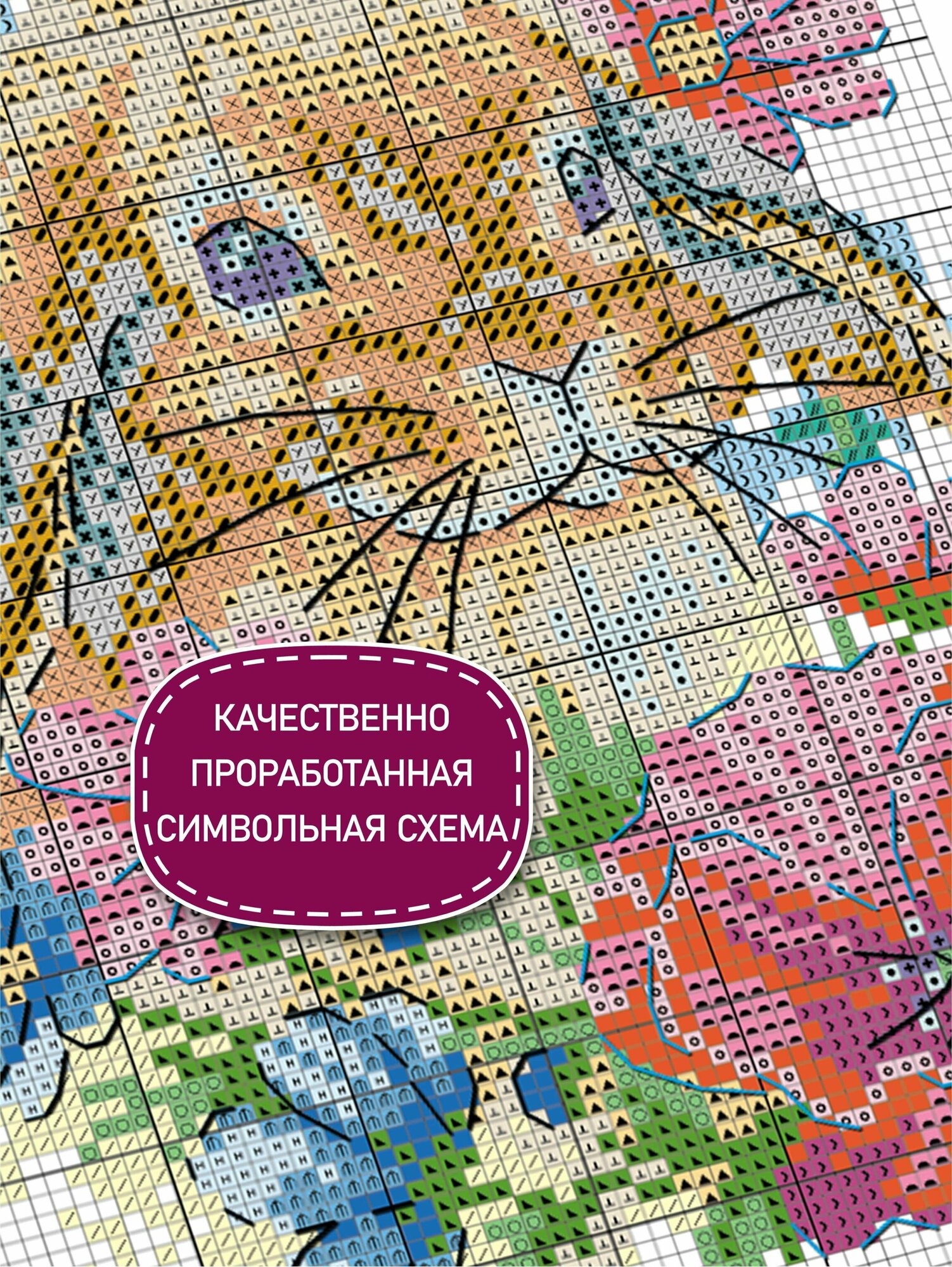 1986 Набор для вышивания Риолис 'Кролик в цветах' 15*18см - фото №5