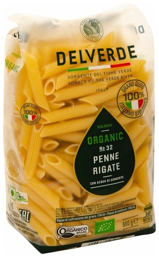 Макаронные изделия Delverde BIO перья Penne Rigate №32, 500 г - фотография № 3