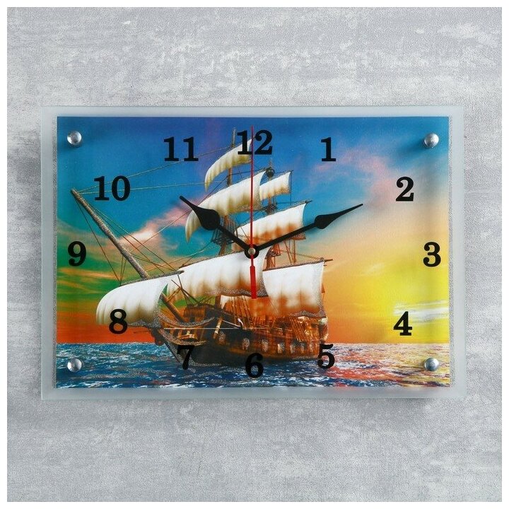 Часы настенные, серия: Море, "Парусный корабль", 25х35 см