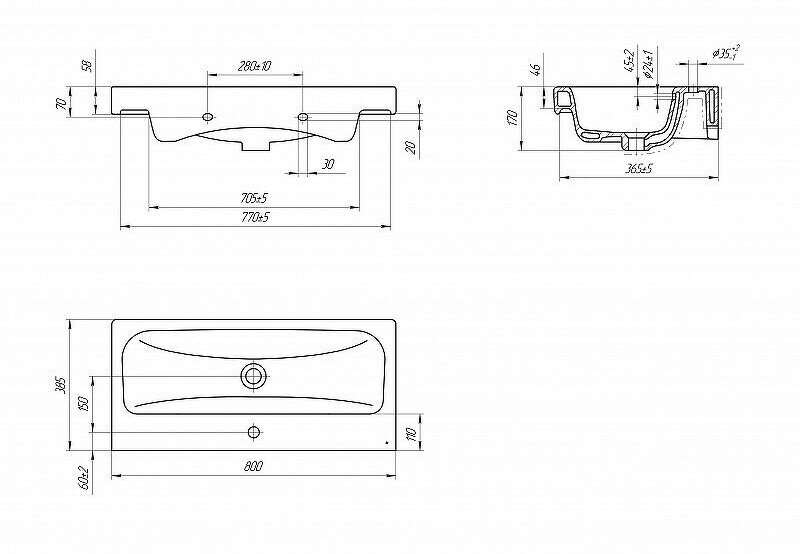 Раковина накладная, на тумбу Cersanit MODUO 80 SLIM S-UM-MOD80SL/1 - фотография № 7