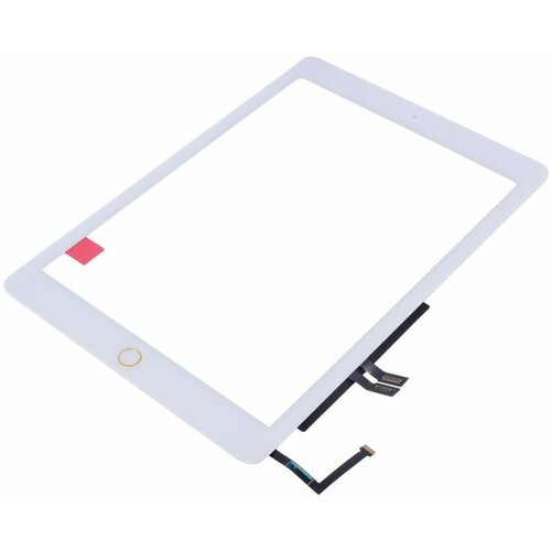 Тачскрин для Apple iPad 6 9.7 (2018) + кнопка Home, белый, Кнопка: золото