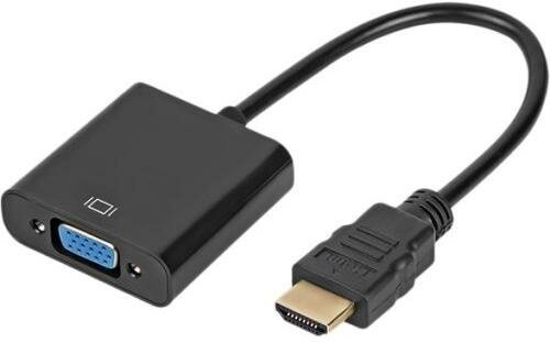 Видео адаптер HDMI на VGA 19M/15F AT1013 кабель 10 см, чёрный